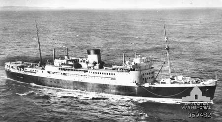 Starboard side view of the Armed Merchant Cruiser HMS Kanimbla 