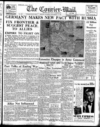 Cover of the Courier-Mail on Saturday 30 September 1939