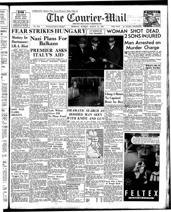 Cover of the Courier-Mail on Monday 25 March 1940
