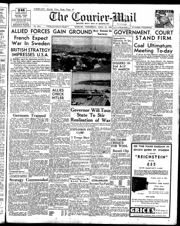 Cover of the Courier-Mail on Wednesday 24 April 1940